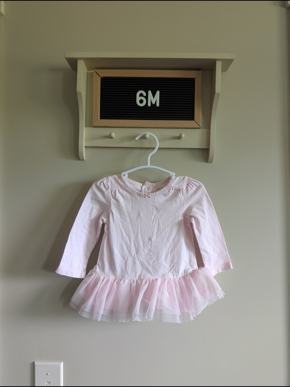 Baby Girls' Pink Long-Sleeve Tulle Hem Top
